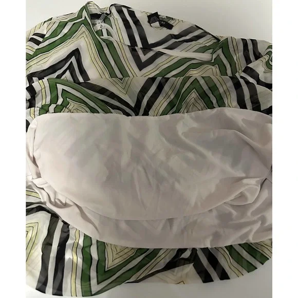 Women Alfani XL abstract floral green sheer cami 2-layered kimono sleeve - Picture 8 of 10